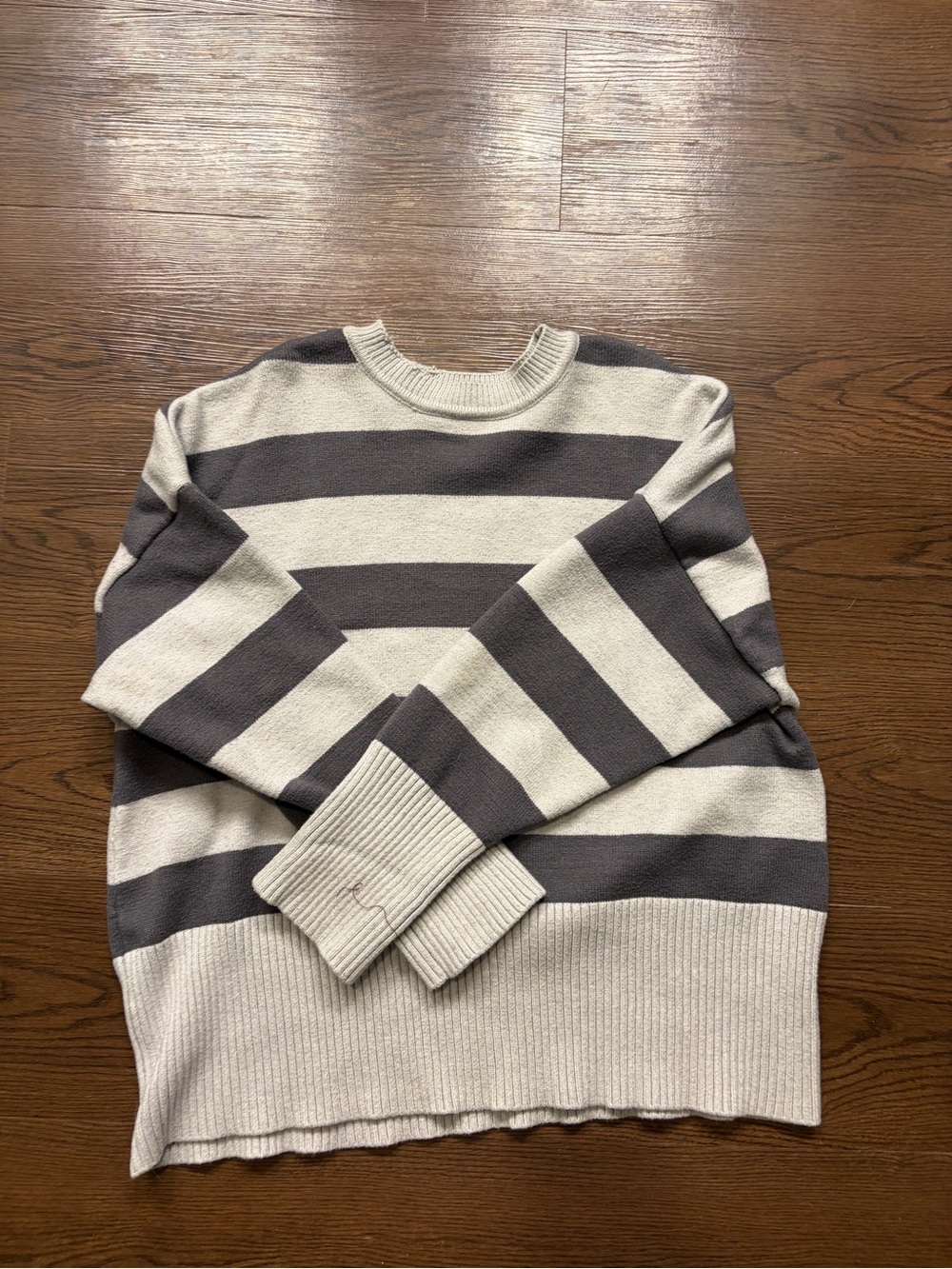 Striped Crewneck Sweater in light gray and Gray